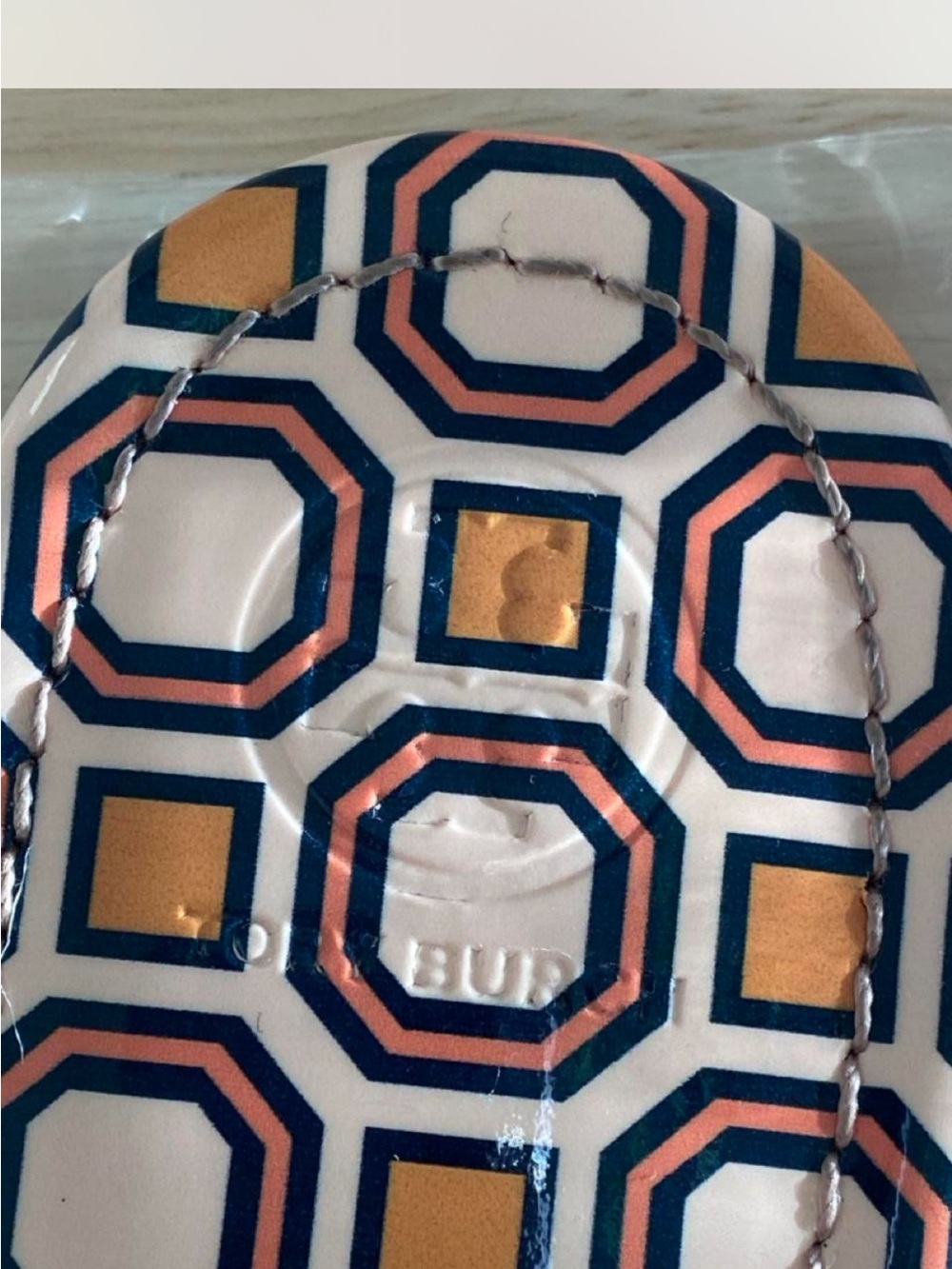 Tory Burch Yellow, Pink & Navy Geometric Thong Sandals - Picture 3 of 7